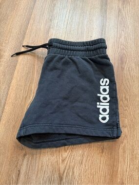 adidas Black Shorts with White Vertical Logo